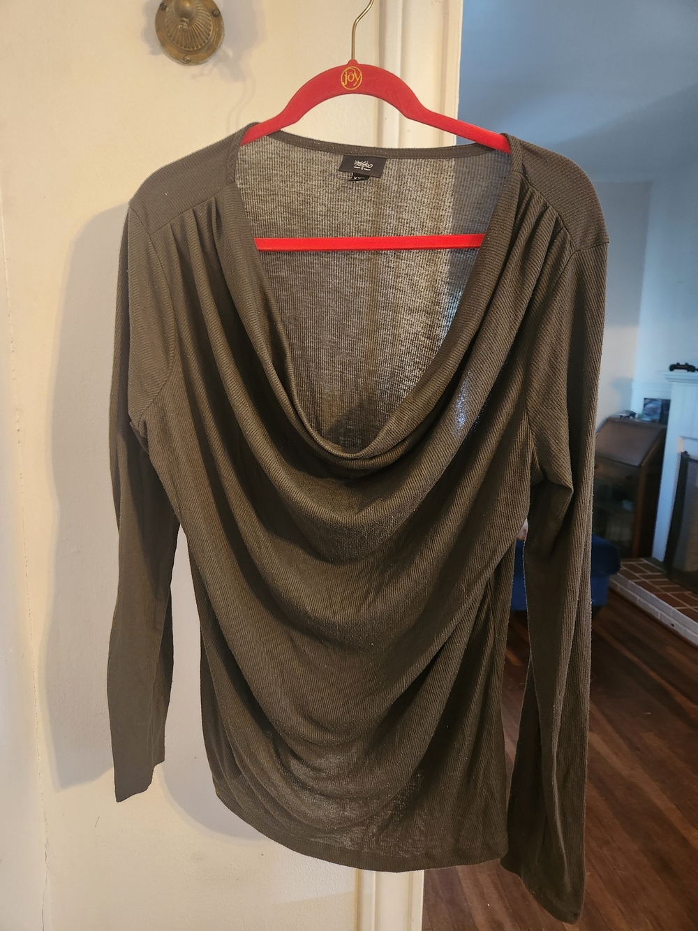 Mossimo Supply Co. Olive Green Draped Cowl Neck Sweater